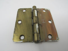 Hager Door Hinges 3-1/2-in 3 Hole Round Corners Lot of 3 Satin Brass -- Used