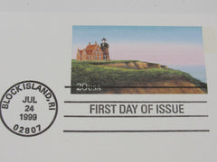 USPS Scott UX306 20c Block Island Lighthouse RI First Day of Issue Postal Card -- New