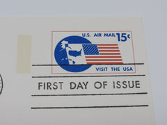 USPS Scott UXC11 Vintage 15c Visit The USA Blue and Red First Day of Issue -- New