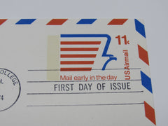 USPS Scott UXC14 Vintage 11c US Air Mail Mail Early In The Day Eagle Postal Card -- New