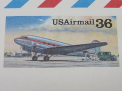 USPS Scott UXC24 Vintage 36c DC-3 Airplane VF (Very Fine) Airmail Postal Card -- New