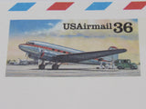 USPS Scott UXC24 Vintage 36c DC-3 Airplane VF (Very Fine) Airmail Postal Card -- New