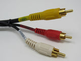 Standard Video Audio Stereo Connector Cable RCA x3 Length 5.5ft Male -- New