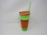 Snackeez Tumbler Snack Cup Green/Orange Plastic -- Used
