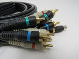 Standard RCA Component Video Audio Connector Cables RCA x5 Length 5.5 ft -- Used