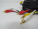 Standard Video Audio Stereo Connector Cable RCA x3 Length 12 ft -- Used