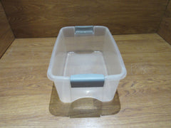 Rubbermaid Storage Tote With Locking Handles 18in x 12in x 7.5in Frosted/Gray -- Used