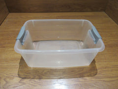 Rubbermaid Storage Tote With Locking Handles 18in x 12in x 7.5in Frosted/Gray -- Used
