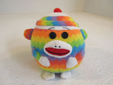 Ty Beanie Ballz Sock Monkey Rainbow 2013 -- Used