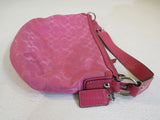 Coach Handbags Shoulder Hobo Purse Pink Fabric Leather A0920-F13115 -- Used