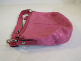 Coach Handbags Shoulder Hobo Purse Pink Fabric Leather A0920-F13115 -- Used