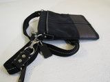 Coach Handbags Crossbody Purse Black & Silver Fabric Leather F06M-10129 -- Used