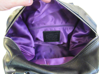 coach black leather handbag With Purple Lining
