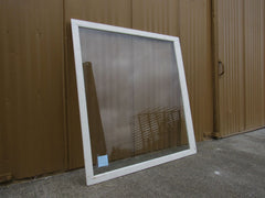 Custom Made Exterior Storm Window 48.5in x 45.5in x 0.75in Clear/White Wood -- Used