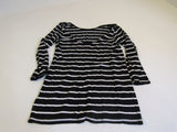 Guess Shirt Black & White Large Scoop Neck Cotton Female Striped -- Used