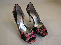 Jessica Simpson Heels Josette 3-in Fabric Female Size 7.5B Floral -- Used