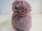 Handcrafted Beanie Hat Dusty Rose Super Bulky Pom Pom 100% Merino Female Adult -- New