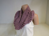 Handcrafted Cowl Dusty Rose Drop Stitch Super Bulky 100% Merino Female Adult -- New