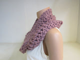 Handcrafted Cowl Dusty Rose Drop Stitch Super Bulky 100% Merino Female Adult -- New