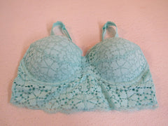 Victoria's Secret Bra Turquoise Lace Bralette Polyamide Size M 36009462 001485 -- Used