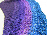 Handcrafted Shawl Purple Violet Teal Lots of Texture 100% Merino Female Adult -- New