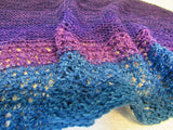 Handcrafted Shawl Purple Violet Teal Lots of Texture 100% Merino Female Adult -- New