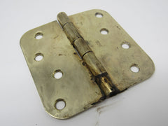 Standard Door Hinge 4-in Polished Brass 4 Holes Rounded Corners -- Used