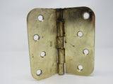 Standard Door Hinge 4-in Polished Brass 4 Holes Rounded Corners -- Used