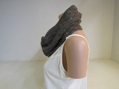 Handcrafted Cowl Dark Brown Tweed Textured Tweed 100% Merino Adult -- New