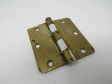 Standard Door Hinge 4-in Polished Brass 3 Holes Rounded Corners -- Used