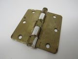 Standard Door Hinge 4-in Polished Brass 3 Holes Rounded Corners -- Used