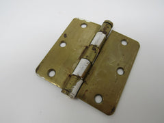 Standard Door Hinge 4-in Polished Brass 3 Holes Rounded Corners -- Used