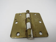 Standard Door Hinge 4-in Polished Brass 3 Holes Rounded Corners -- Used