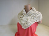 Handcrafted Owl Cowl Cream Textured 80% Acrylic 20% Wool Female Adult -- New