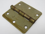 Hager Door Hinge 3-1/2-in Polished Brass 3 Holes Rounded Corners -- Used
