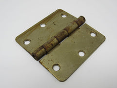 Hager Door Hinge 3-1/2-in Polished Brass 3 Holes Rounded Corners -- Used