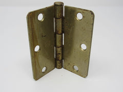 Hager Door Hinge 3-1/2-in Polished Brass 3 Holes Rounded Corners -- Used