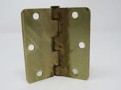 Hager Door Hinge 3-1/2-in Polished Brass 3 Holes Rounded Corners -- Used