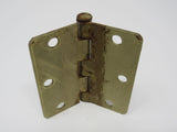 Hager Door Hinge 3-1/2-in Polished Brass 3 Holes Rounded Corners -- Used