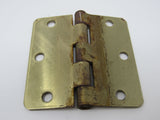 Hager Door Hinge 3-1/2-in Polished Brass 3 Holes Rounded Corners -- Used