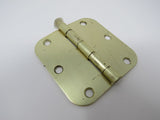 Standard Door Hinge 3 -1/2-in Polished Brass 3 Holes Rounded Corners -- Used