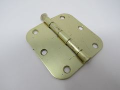 Standard Door Hinge 3 -1/2-in Polished Brass 3 Holes Rounded Corners -- Used