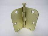 Standard Door Hinge 3 -1/2-in Polished Brass 3 Holes Rounded Corners -- Used