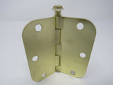 Standard Door Hinge 3 -1/2-in Polished Brass 3 Holes Rounded Corners -- Used