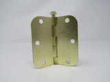 Standard Door Hinge 3 -1/2-in Polished Brass 3 Holes Rounded Corners -- Used