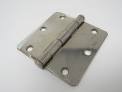 Standard Door Hinge 3-1/2-in Satin Nickel 3 Holes Rounded Corners -- Used