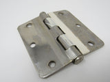 Standard Door Hinge 3-1/2-in Satin Nickel 3 Holes Rounded Corners -- Used