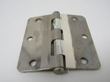 Standard Door Hinge 3-1/2-in Satin Nickel 3 Holes Rounded Corners -- Used