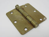Designer Door Hinge 3-1/2-in Polished Brass 3 Holes Rounded Corners -- Used