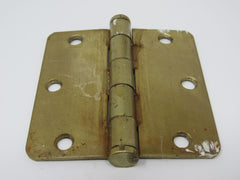 Designer Door Hinge 3-1/2-in Polished Brass 3 Holes Rounded Corners -- Used